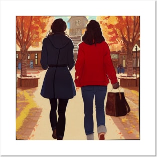 The Girls Walking in Autumn II Posters and Art